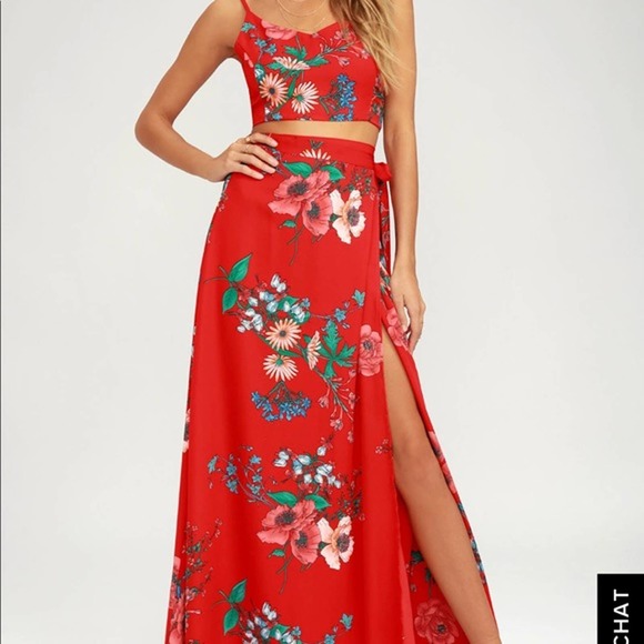 Lulus Dresses & Skirts - Lulu's Floral Bloom Maxi Skirt +Top S